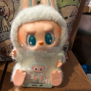 Fluffy Bunny Action Figure with Blue Eyes